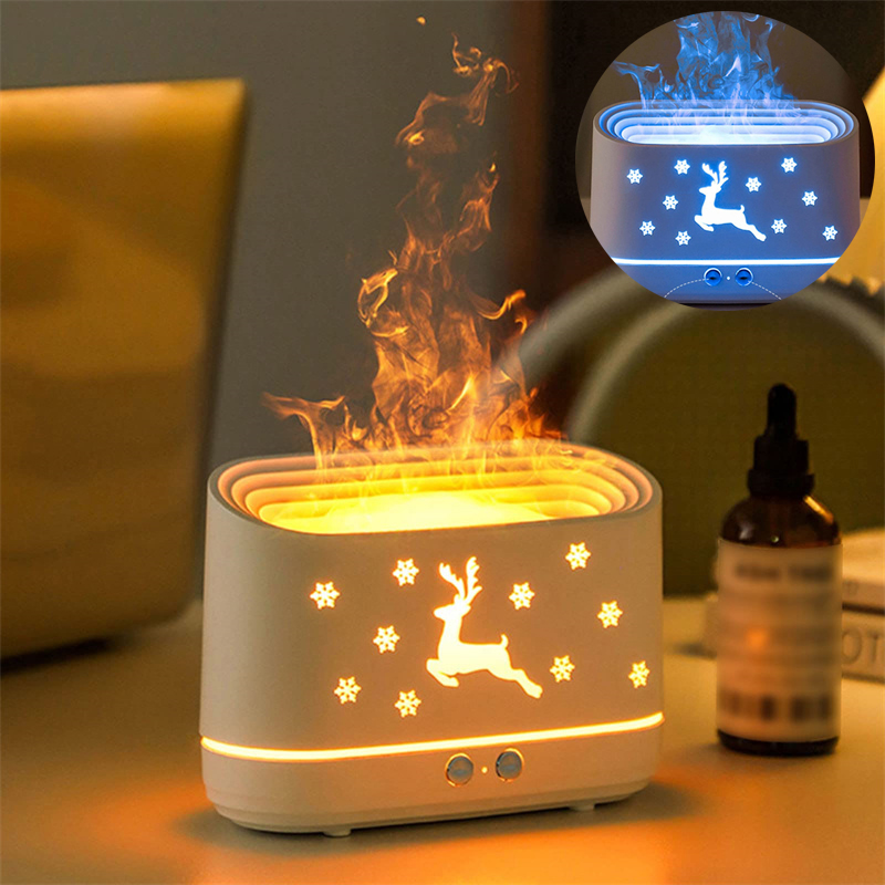 Elk Flame Aromatherapy Diffuser – Silent Humidifier & Festive LED Lamp