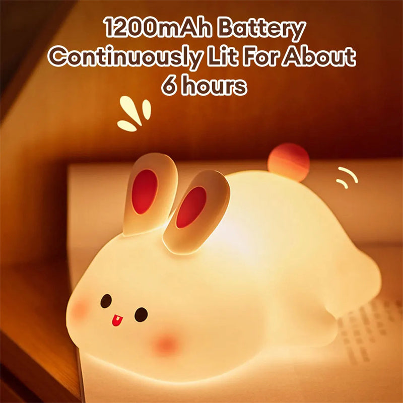 Cute LED Rabbit Night Light – Touch Sensor Silicone Lamp