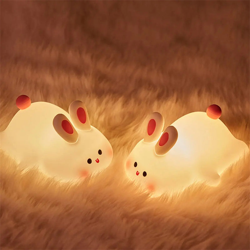 Cute LED Rabbit Night Light – Touch Sensor Silicone Lamp
