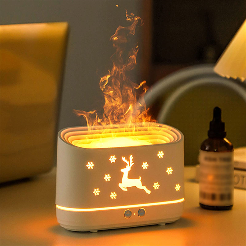 Elk Flame Aromatherapy Diffuser – Silent Humidifier & Festive LED Lamp