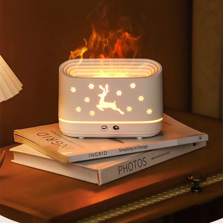 Elk Flame Aromatherapy Diffuser – Silent Humidifier & Festive LED Lamp