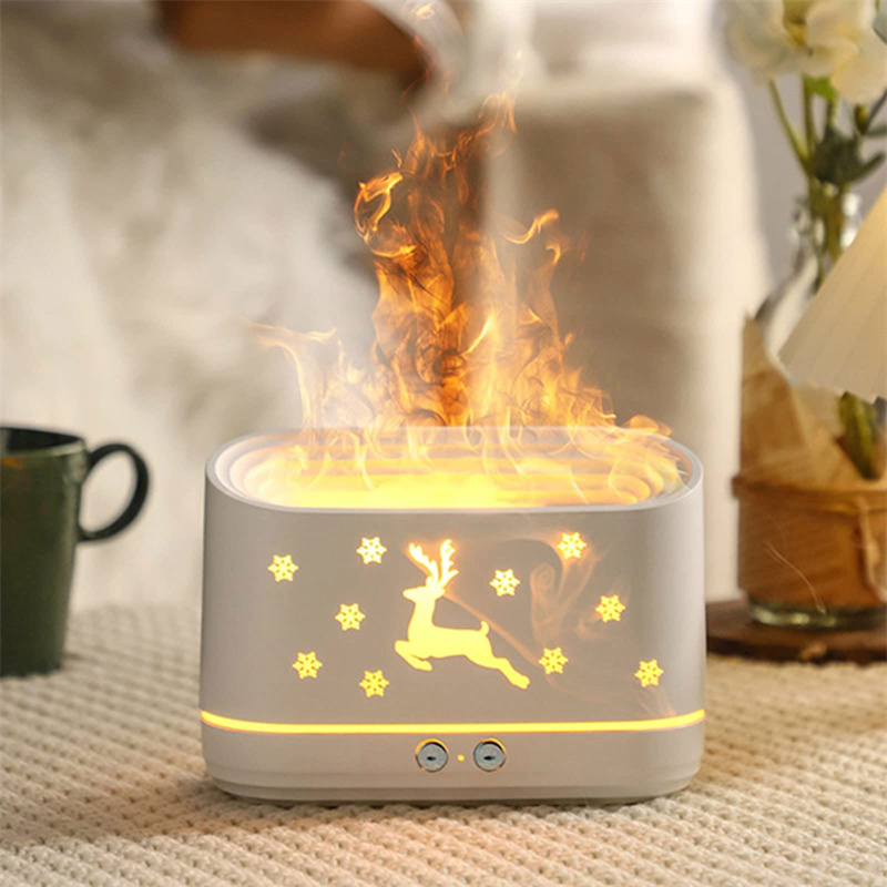 Elk Flame Aromatherapy Diffuser – Silent Humidifier & Festive LED Lamp