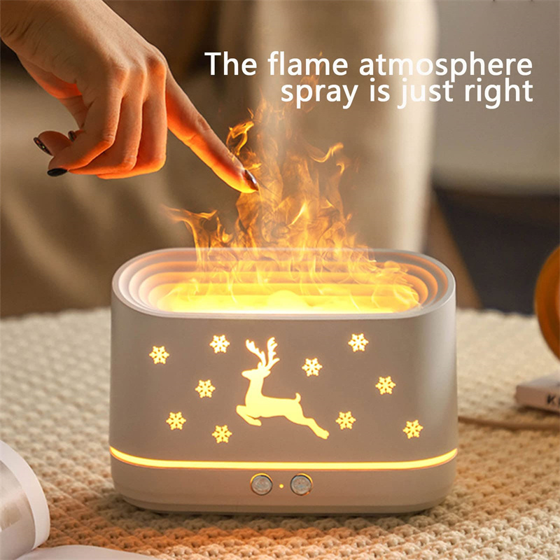 Elk Flame Aromatherapy Diffuser – Silent Humidifier & Festive LED Lamp