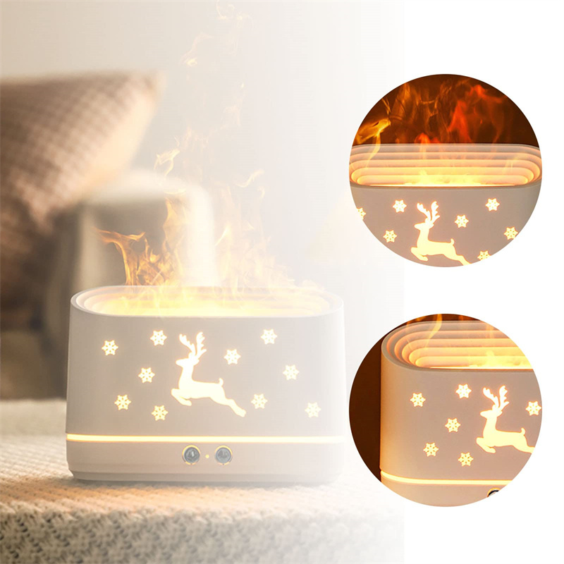 Elk Flame Aromatherapy Diffuser – Silent Humidifier & Festive LED Lamp