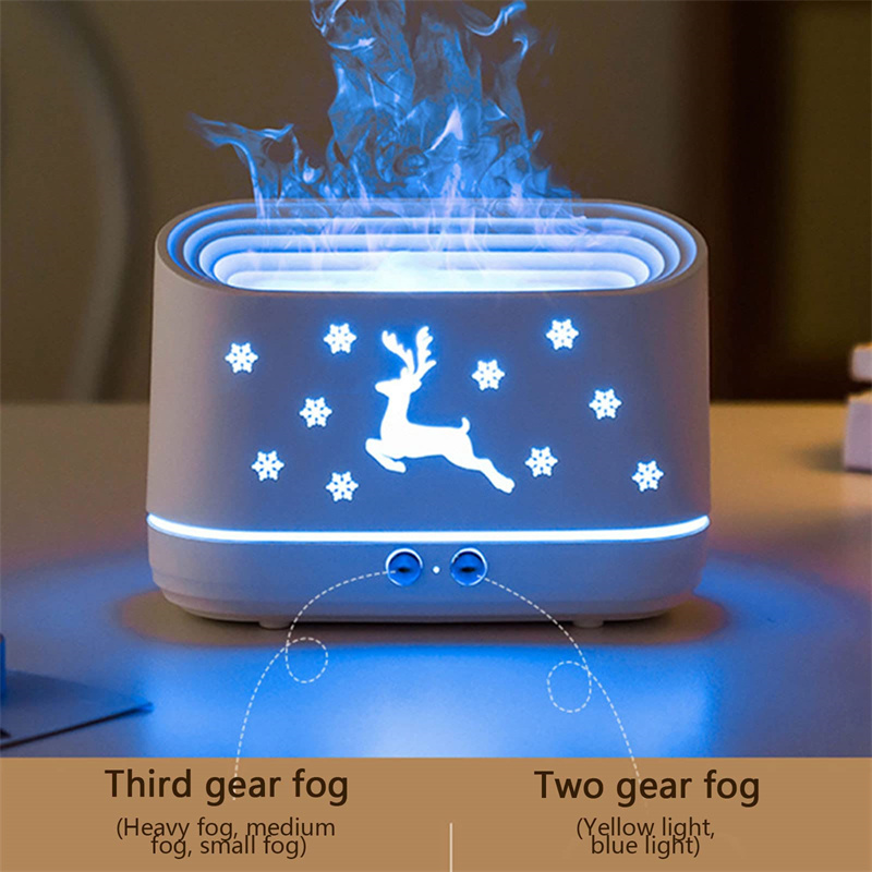 Elk Flame Aromatherapy Diffuser – Silent Humidifier & Festive LED Lamp