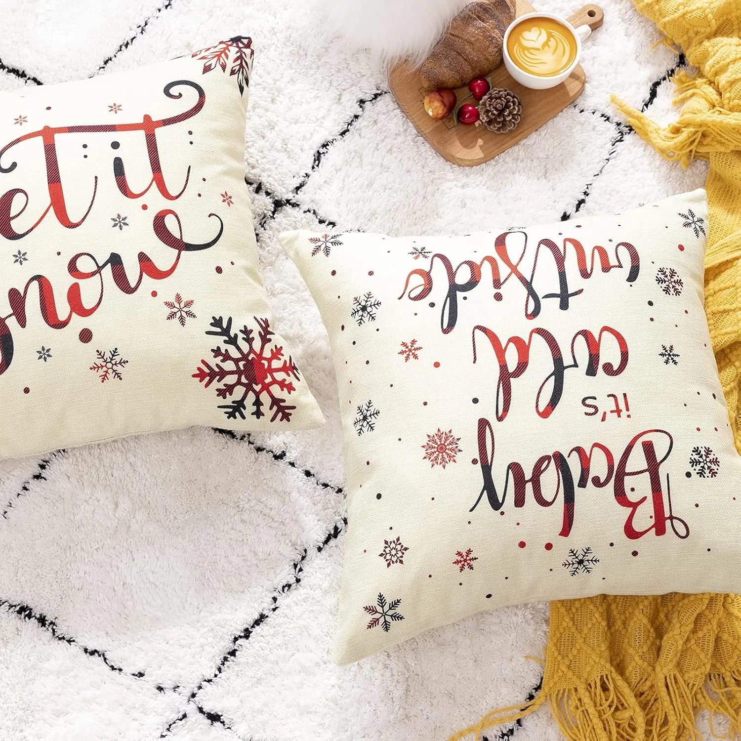 4-Pack Christmas Linen Pillow Covers – 18x18 Inch Holiday Throw Pillows for Sofa & Home Decor